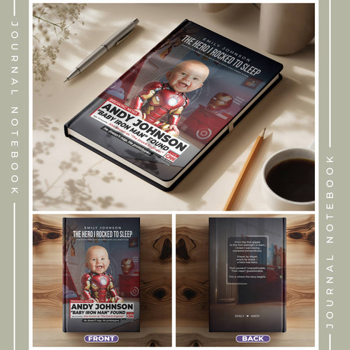 Personalized Baby Iron Man Notebook – Custom Superhero Journal with Photo & Name